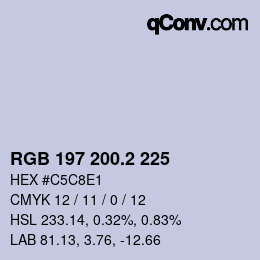 カラーコード: RGB 197 200.2 225 | qconv.com
