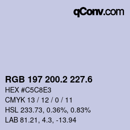 カラーコード: RGB 197 200.2 227.6 | qconv.com