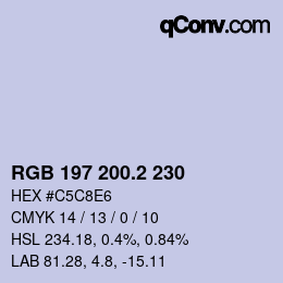 カラーコード: RGB 197 200.2 230 | qconv.com