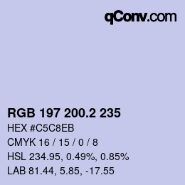 カラーコード: RGB 197 200.2 235 | qconv.com