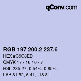 カラーコード: RGB 197 200.2 237.6 | qconv.com