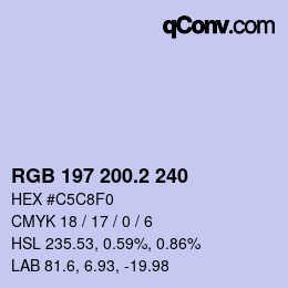 カラーコード: RGB 197 200.2 240 | qconv.com