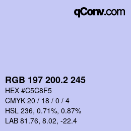 カラーコード: RGB 197 200.2 245 | qconv.com