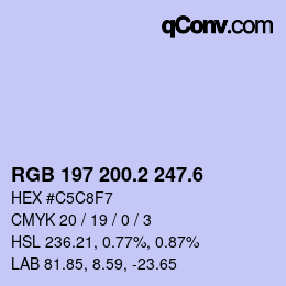 カラーコード: RGB 197 200.2 247.6 | qconv.com