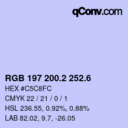 カラーコード: RGB 197 200.2 252.6 | qconv.com