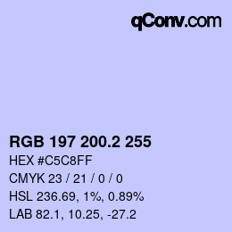 カラーコード: RGB 197 200.2 255 | qconv.com