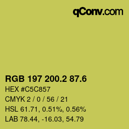 カラーコード: RGB 197 200.2 87.6 | qconv.com
