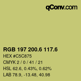 カラーコード: RGB 197 200.6 117.6 | qconv.com