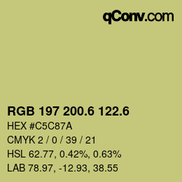 カラーコード: RGB 197 200.6 122.6 | qconv.com