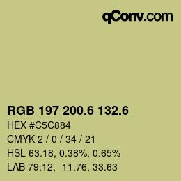 カラーコード: RGB 197 200.6 132.6 | qconv.com