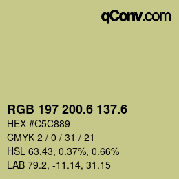 カラーコード: RGB 197 200.6 137.6 | qconv.com