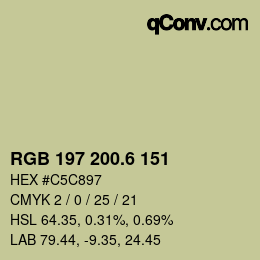 カラーコード: RGB 197 200.6 151 | qconv.com
