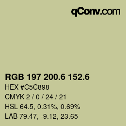 カラーコード: RGB 197 200.6 152.6 | qconv.com