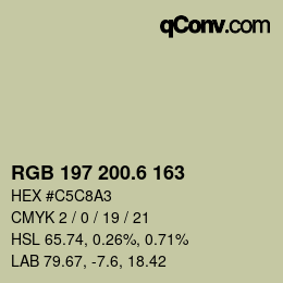 カラーコード: RGB 197 200.6 163 | qconv.com
