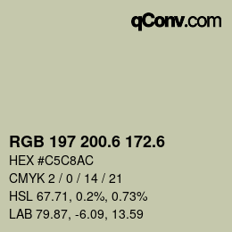 カラーコード: RGB 197 200.6 172.6 | qconv.com