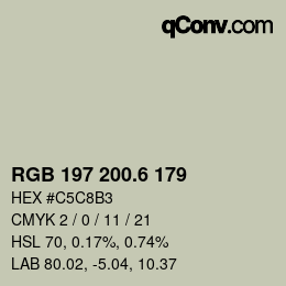 カラーコード: RGB 197 200.6 179 | qconv.com