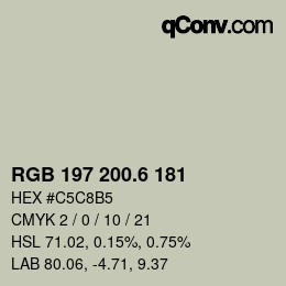 カラーコード: RGB 197 200.6 181 | qconv.com
