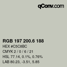 カラーコード: RGB 197 200.6 188 | qconv.com