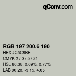 カラーコード: RGB 197 200.6 190 | qconv.com