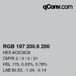 カラーコード: RGB 197 200.6 200 | qconv.com