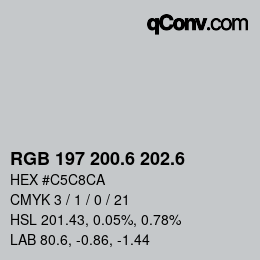 カラーコード: RGB 197 200.6 202.6 | qconv.com