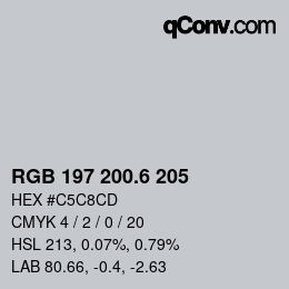 カラーコード: RGB 197 200.6 205 | qconv.com