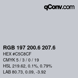カラーコード: RGB 197 200.6 207.6 | qconv.com