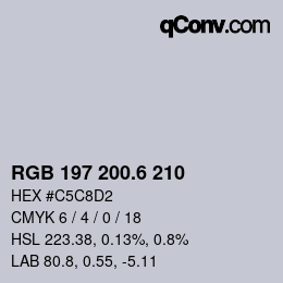 カラーコード: RGB 197 200.6 210 | qconv.com