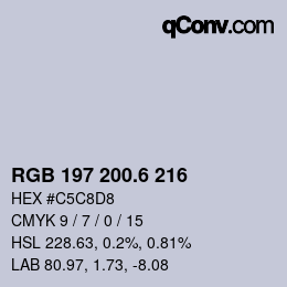 カラーコード: RGB 197 200.6 216 | qconv.com