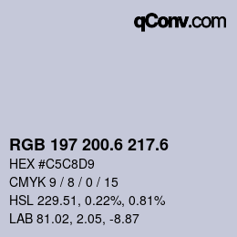 カラーコード: RGB 197 200.6 217.6 | qconv.com
