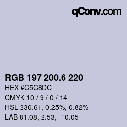 カラーコード: RGB 197 200.6 220 | qconv.com