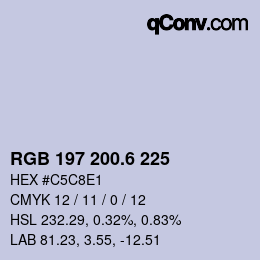 カラーコード: RGB 197 200.6 225 | qconv.com
