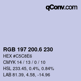 カラーコード: RGB 197 200.6 230 | qconv.com