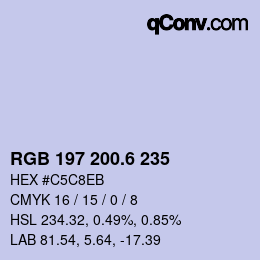 カラーコード: RGB 197 200.6 235 | qconv.com