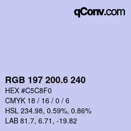 カラーコード: RGB 197 200.6 240 | qconv.com