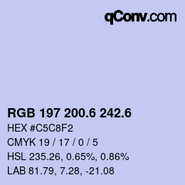 カラーコード: RGB 197 200.6 242.6 | qconv.com