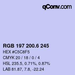 カラーコード: RGB 197 200.6 245 | qconv.com