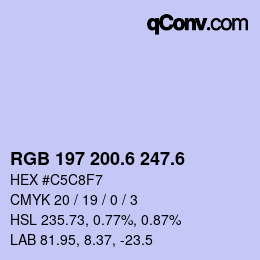 カラーコード: RGB 197 200.6 247.6 | qconv.com