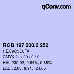 カラーコード: RGB 197 200.6 250 | qconv.com
