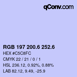 カラーコード: RGB 197 200.6 252.6 | qconv.com
