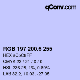 カラーコード: RGB 197 200.6 255 | qconv.com