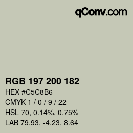 Farbcode: RGB 197 200 182 | qconv.com