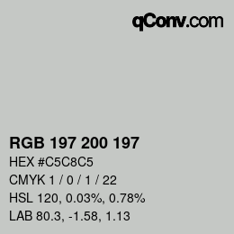 颜色代码: RGB 197 200 197 | qconv.com