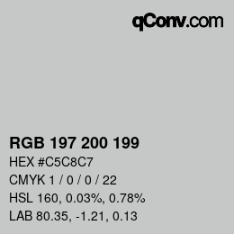 カラーコード: RGB 197 200 199 | qconv.com