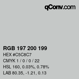 颜色代码: RGB 197 200 199 | qconv.com
