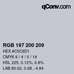 颜色代码: RGB 197 200 209 | qconv.com