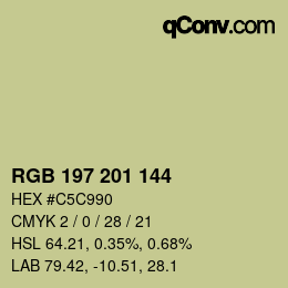 カラーコード: RGB 197 201 144 | qconv.com