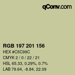 カラーコード: RGB 197 201 156 | qconv.com