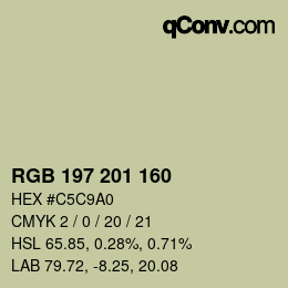 Color code: RGB 197 201 160 | qconv.com