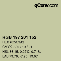 Color code: RGB 197 201 162 | qconv.com